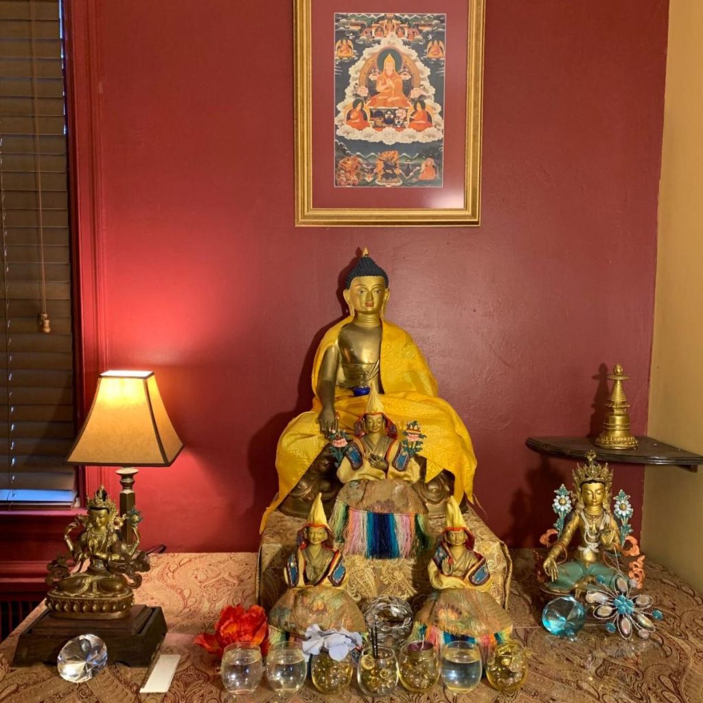 Buddha statue and shrine at Kalpa Bhadra Kadampa Buddhist Center